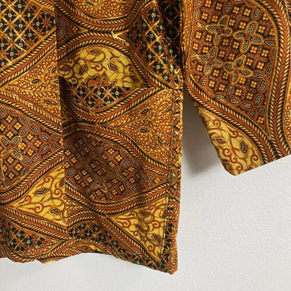 RF Textiles Gold Brown Kimono Blazer Open Cardigan Women's Size‎ 0 Tribal